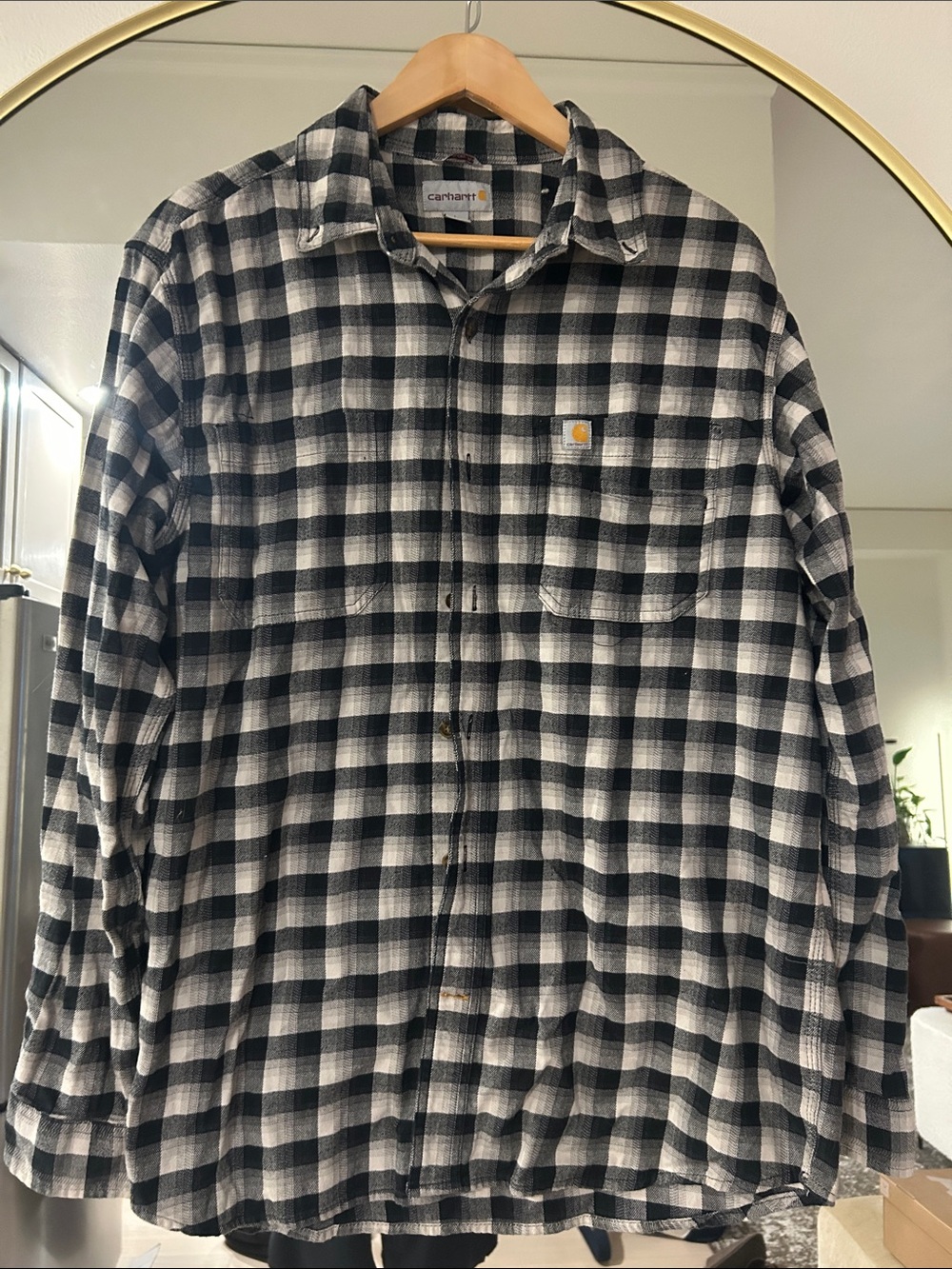 Carhartt Black and White Plaid Work Shirt